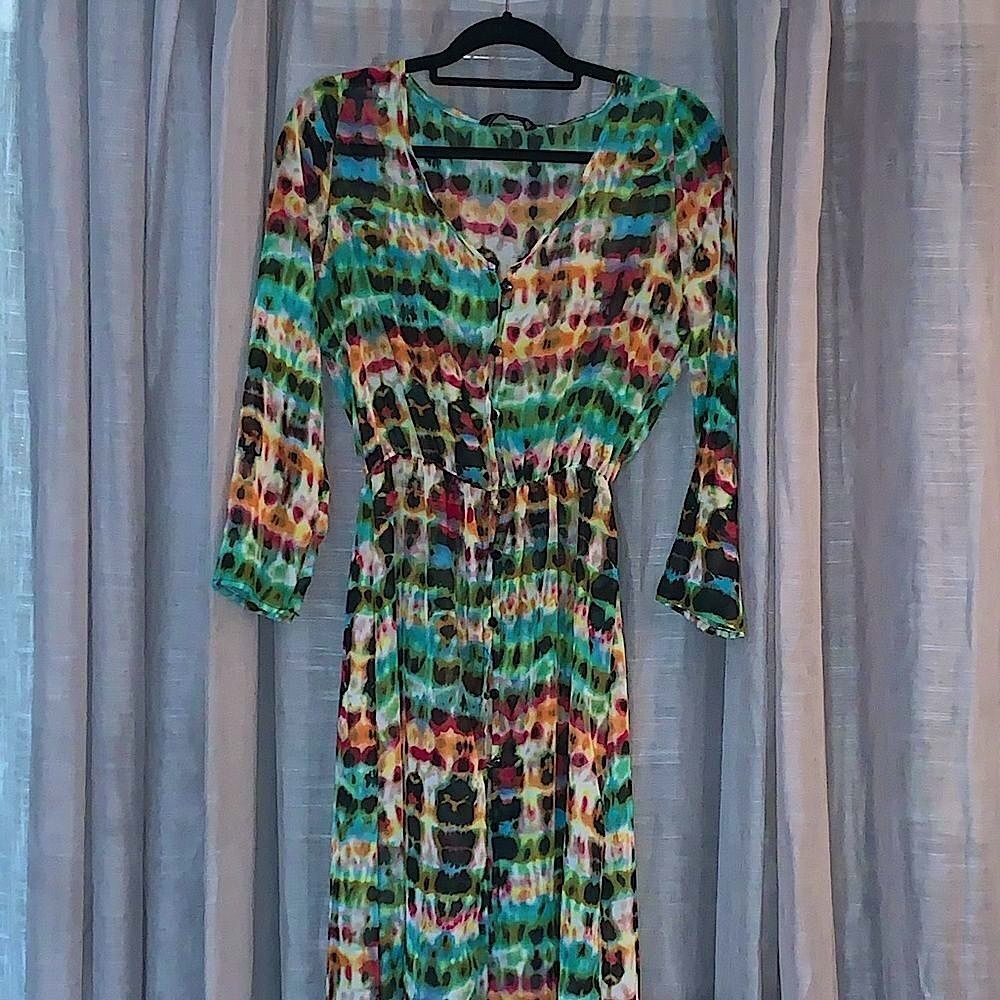 🌈 Maxi Button Down Sheer Cover-Up - Picture 2 of 6